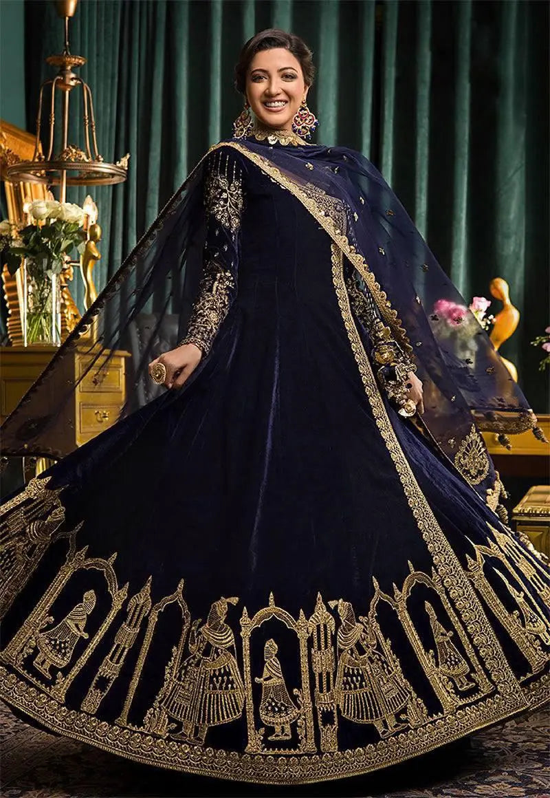 Close-up of embroidery on Anarkali gown