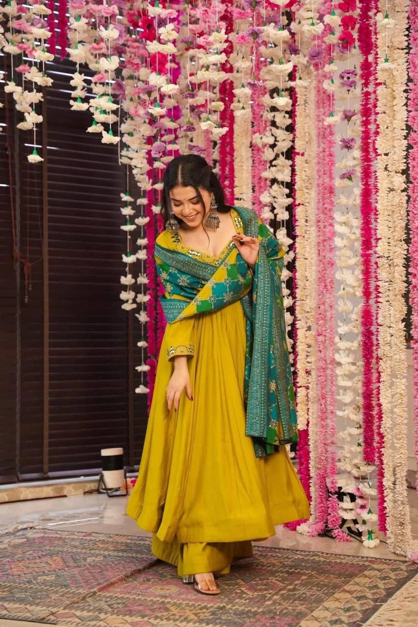 Indian Suit Set with Dupatta and Bottom
