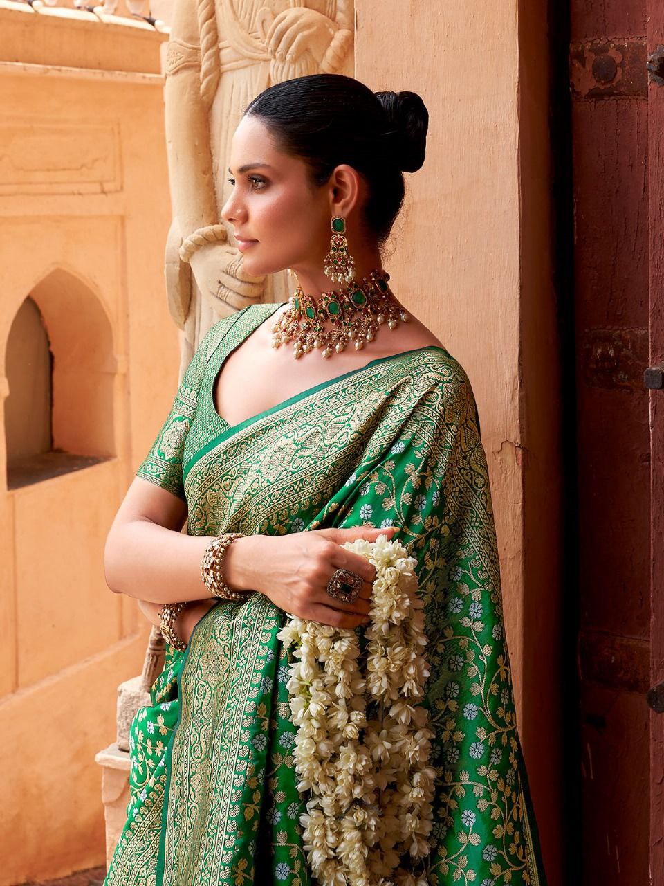 Authentic Banarasi Soft Silk Saree with Gold Zari Work – Premium Ethnic Wear for Weddings & Festivals