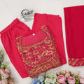 Back design of georgette Anarkali suit with printed lace