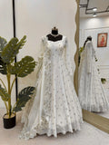 Back view of embroidered Anarkali gown