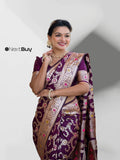 Elegant Banarasi Silk Saree with Zari Weaving and Meenakari Border – Perfect for Weddings and Festive Wear.