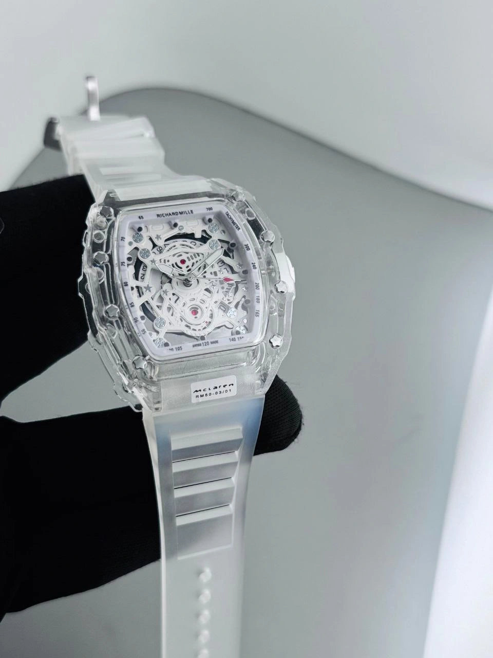 Sapphire crystal tonneau watch for men