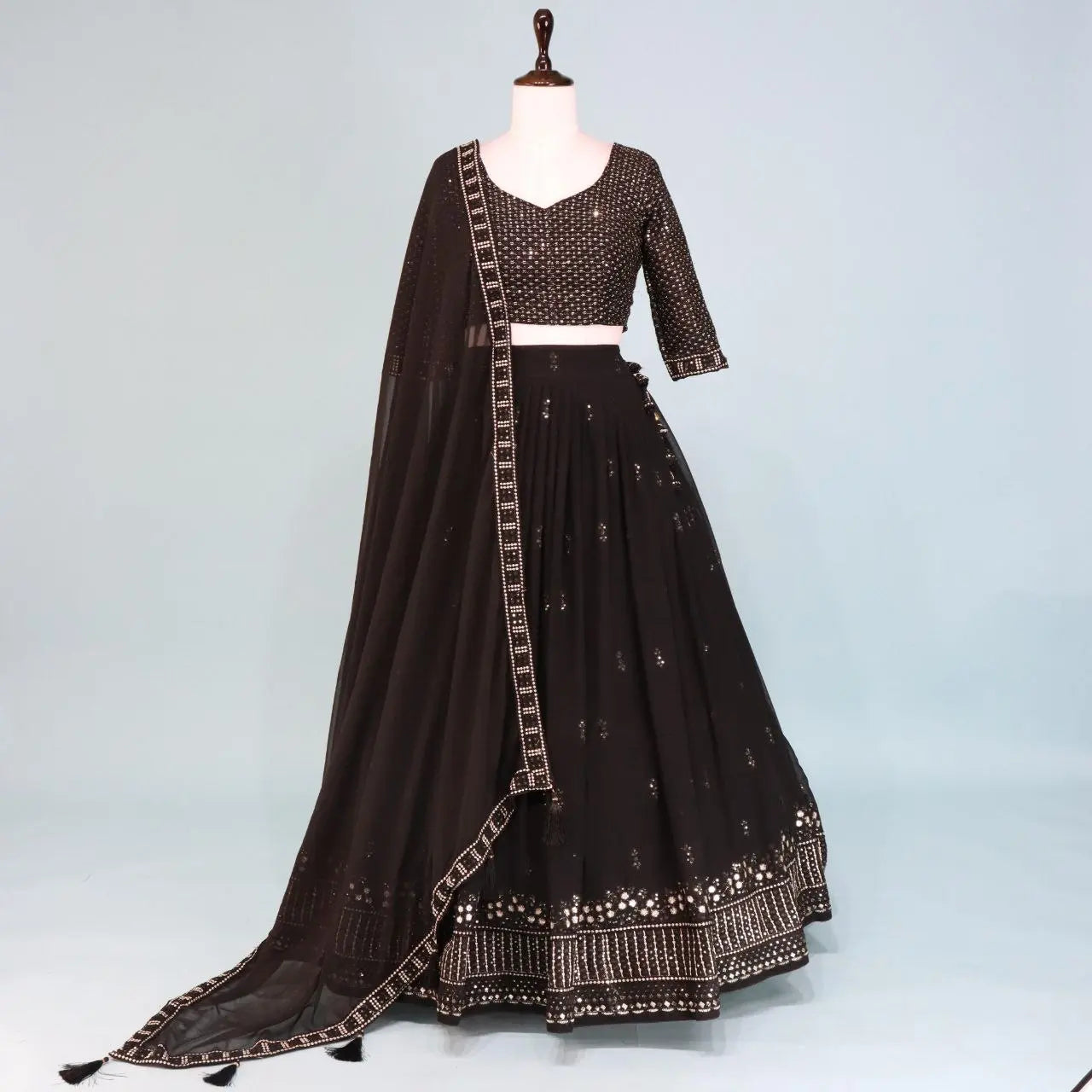 Black Embroidery Lehenga with Zari Work