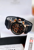 Black fiber strap chronograph watch