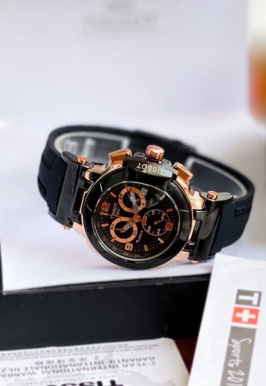 Black fiber strap chronograph watch