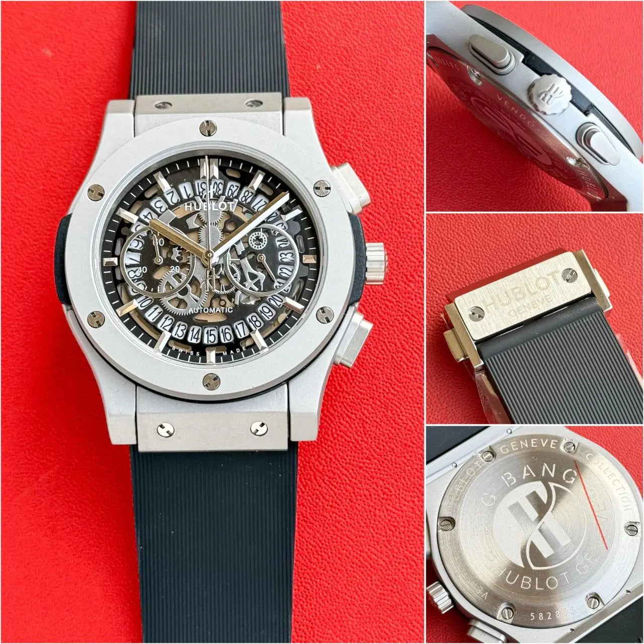 Hublot watch with stopwatch and date feature