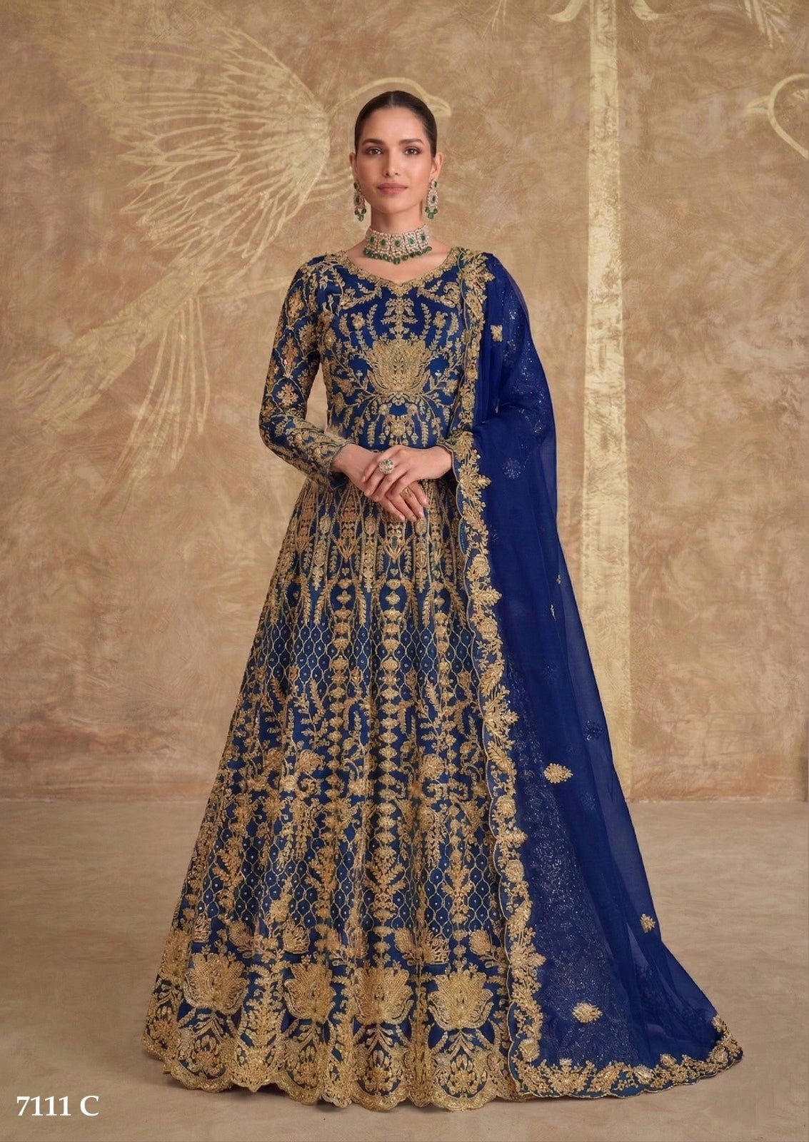 Bridal Anarkali gown butterfly net with embroidery