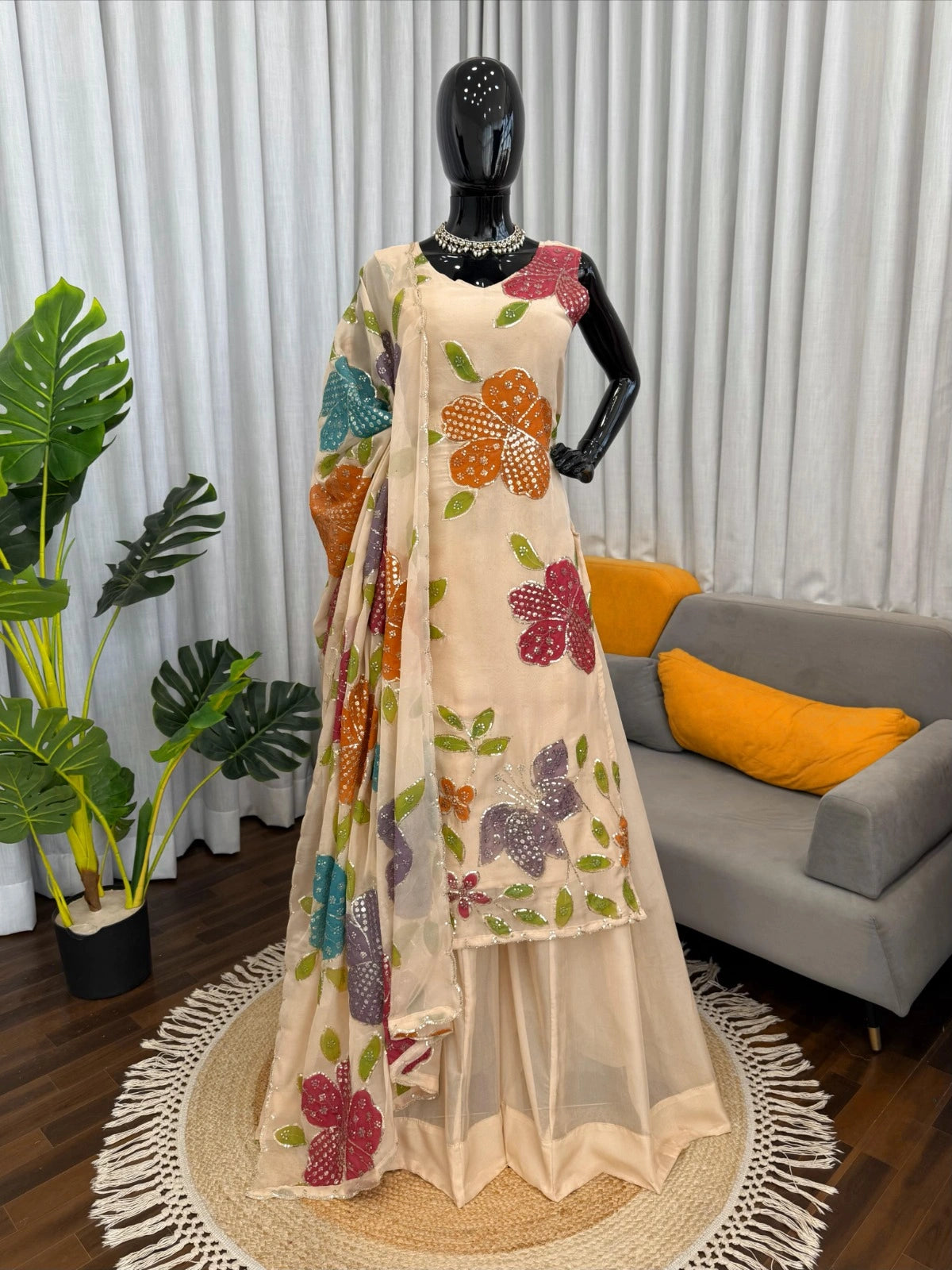 Designer palazzo suit with dupatta