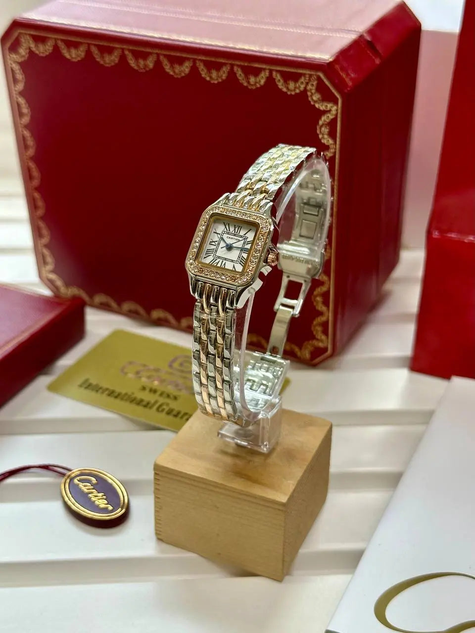 Cartier Panthère women’s 33mm watch with diamond bezel