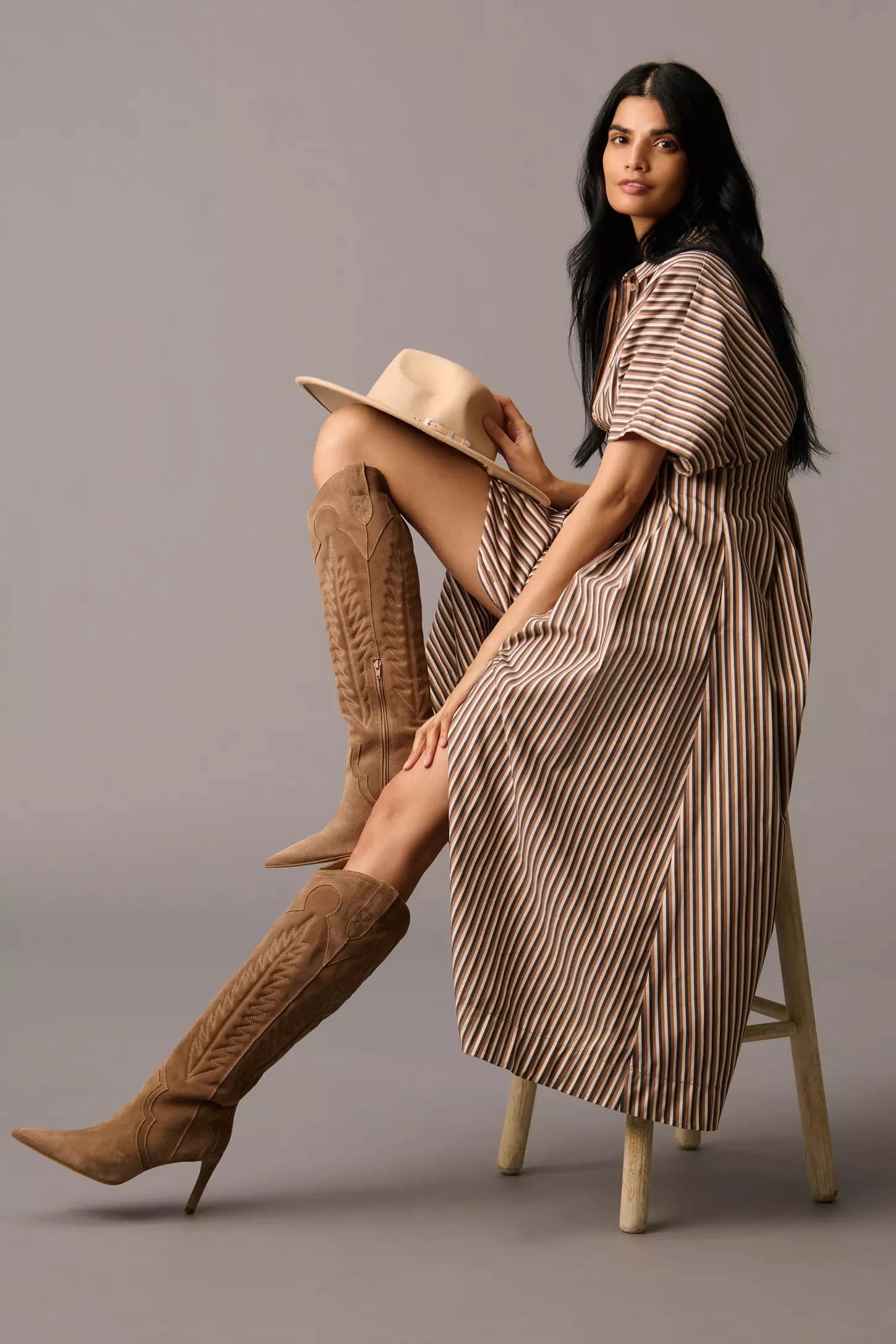 Striped Shirt Dress for Women | Rayon Blend Casual Dress