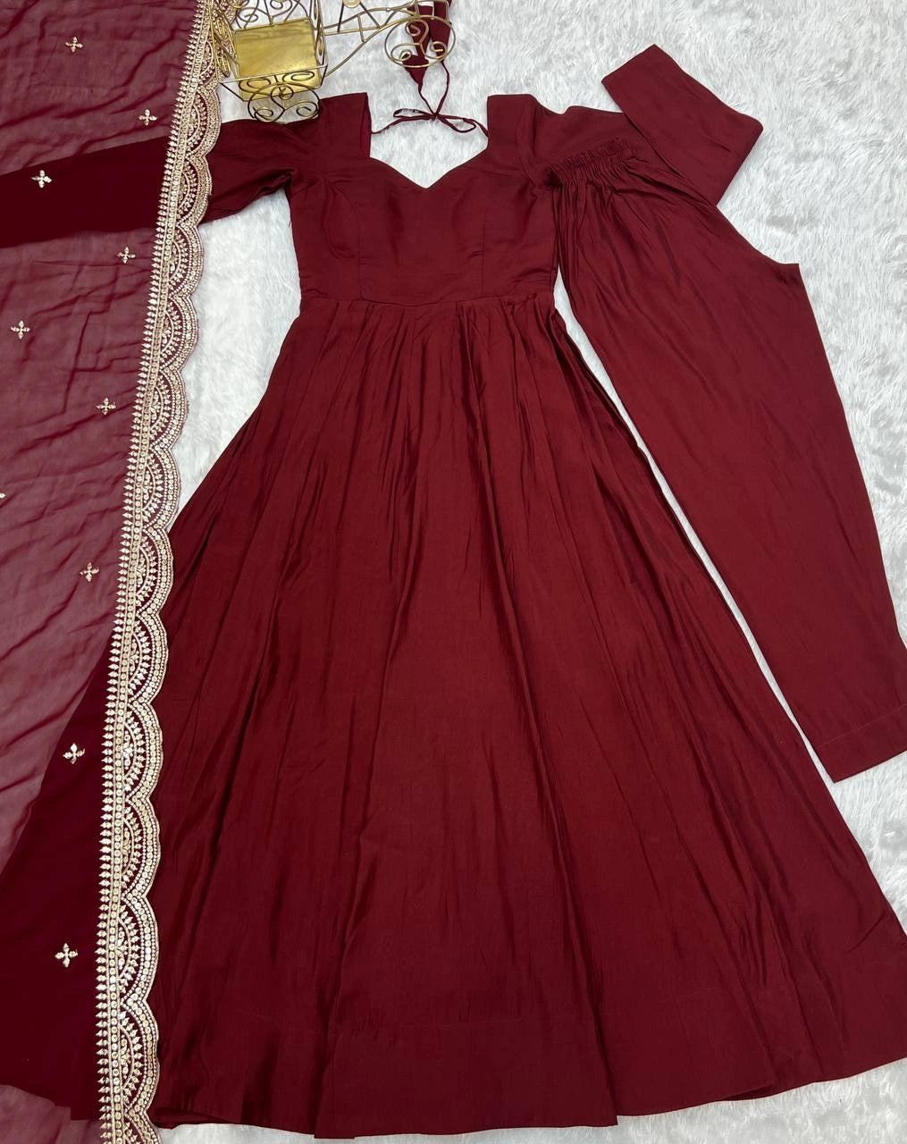 Embroidered Dupatta and Pant Set