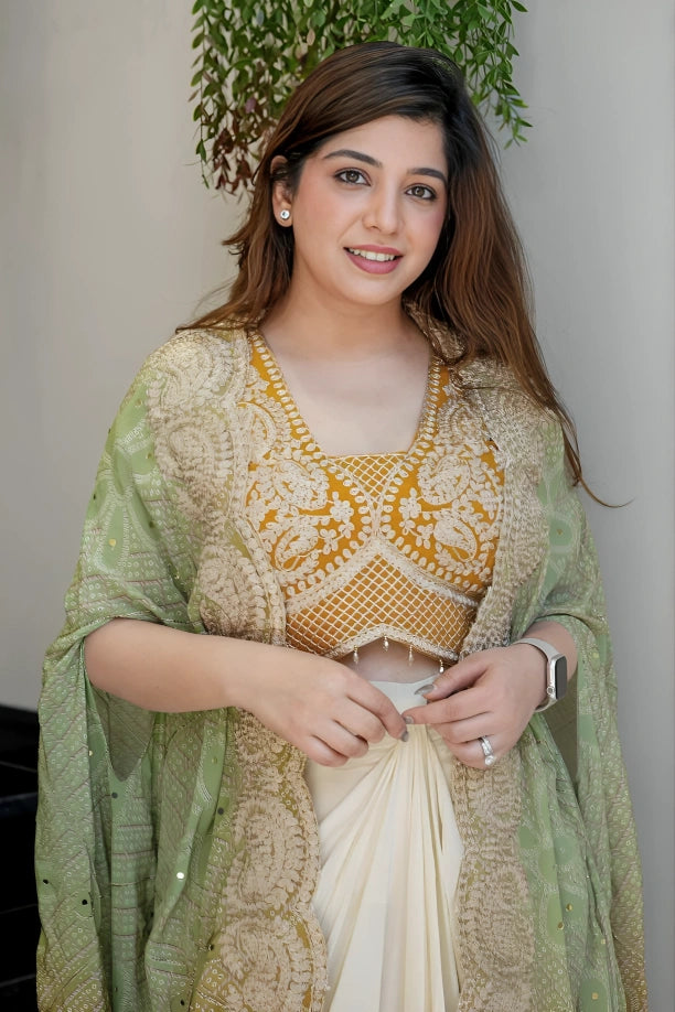 Full Stitched Indo-Western Saree Set