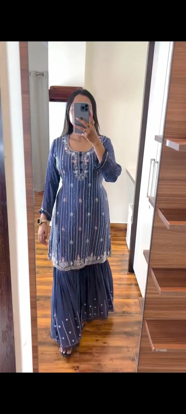 Full 3-piece ethnic outfit front view