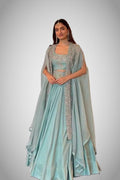 chinon lehenga with shrug
