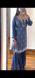 Embroidered Chinon Plazzo Set for Women