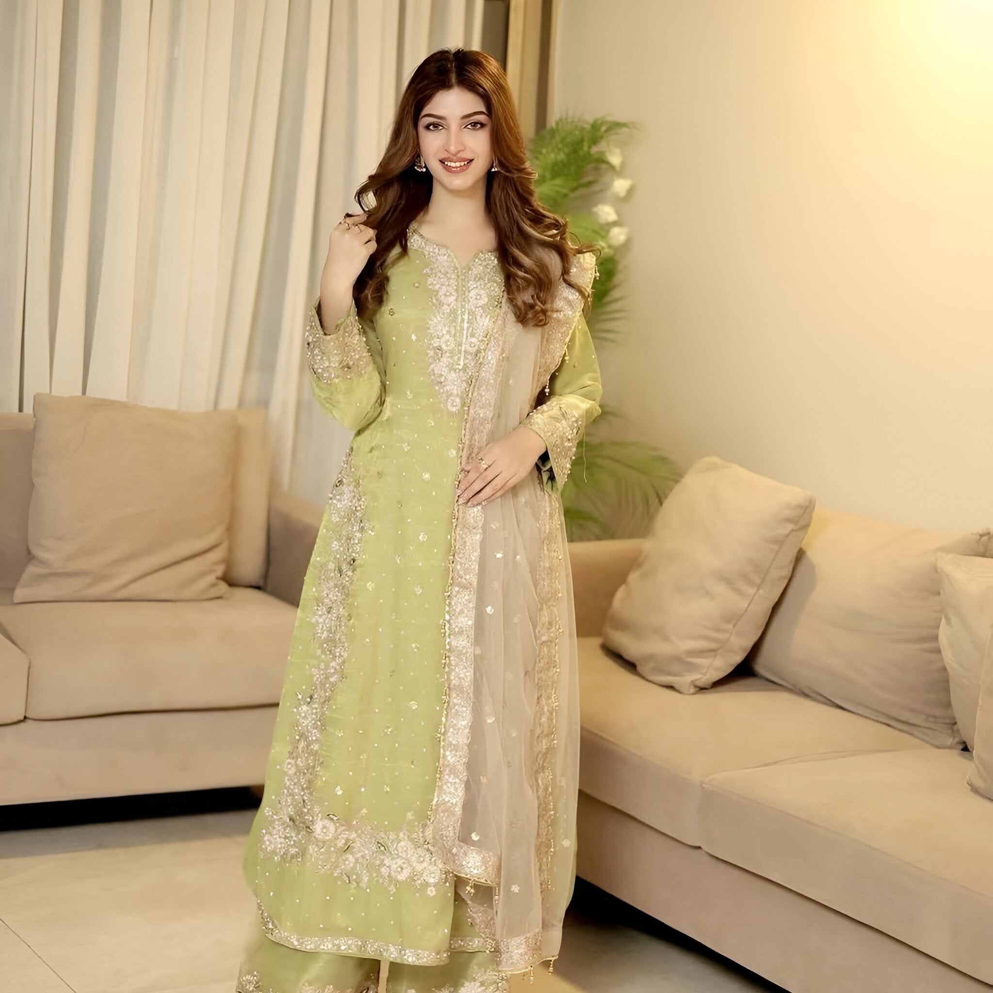 Women's embroidered plazo set with dupatta