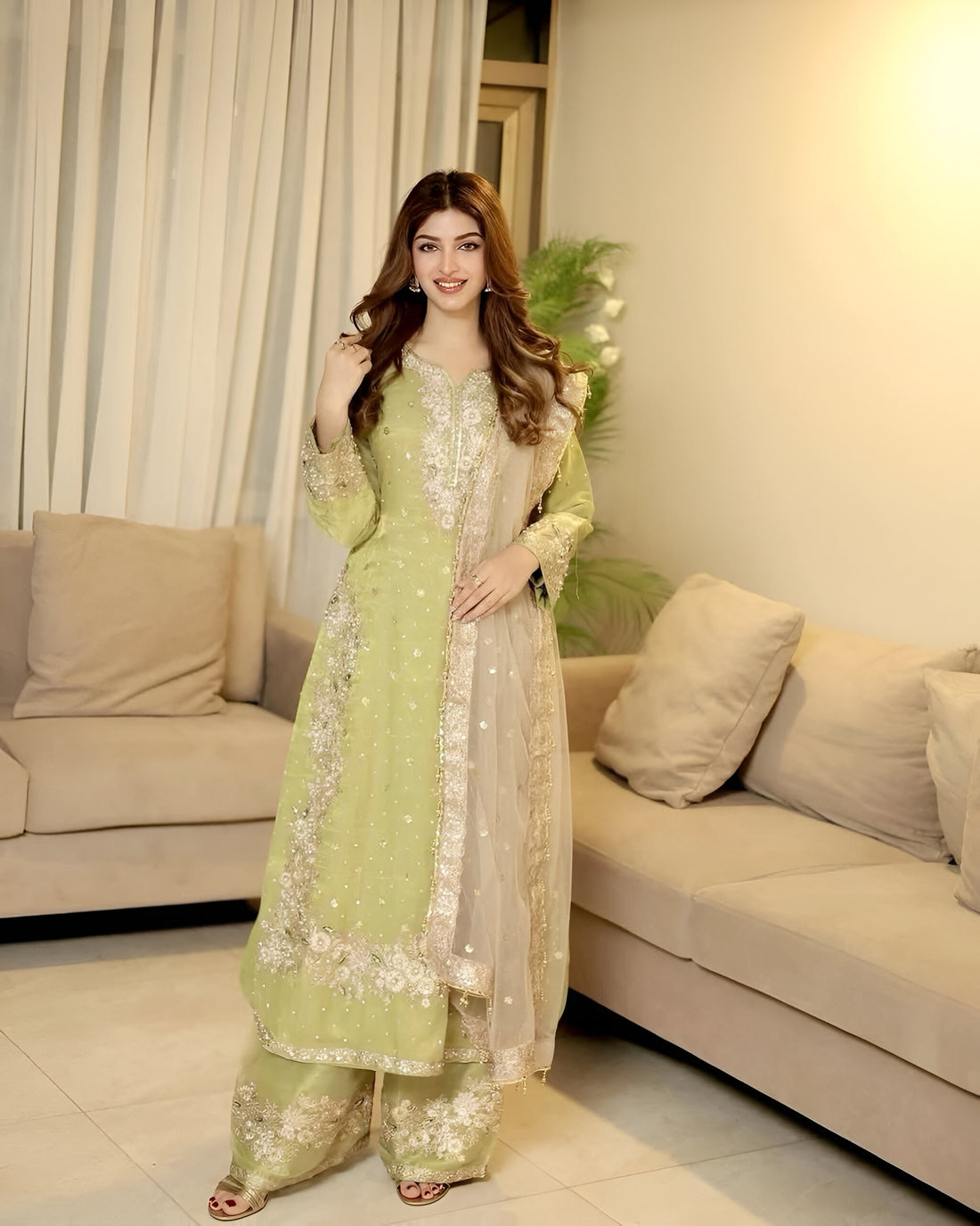 Women's embroidered plazo set with dupatta