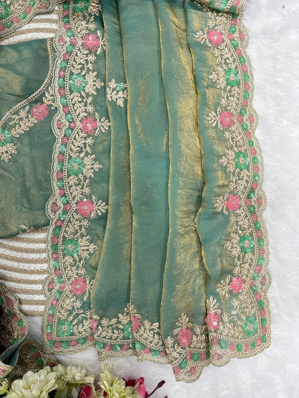 festive silk saree with embroidery