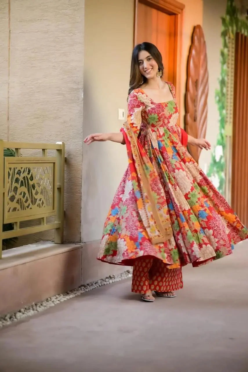 3-piece cotton ethnic outfit with latkans