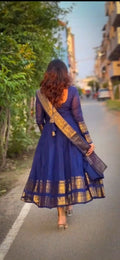 Cotton silk gown with soft georgette dupatta