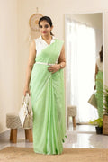 Cotton Strips Soft Linen Saree with Fancy Tassels
