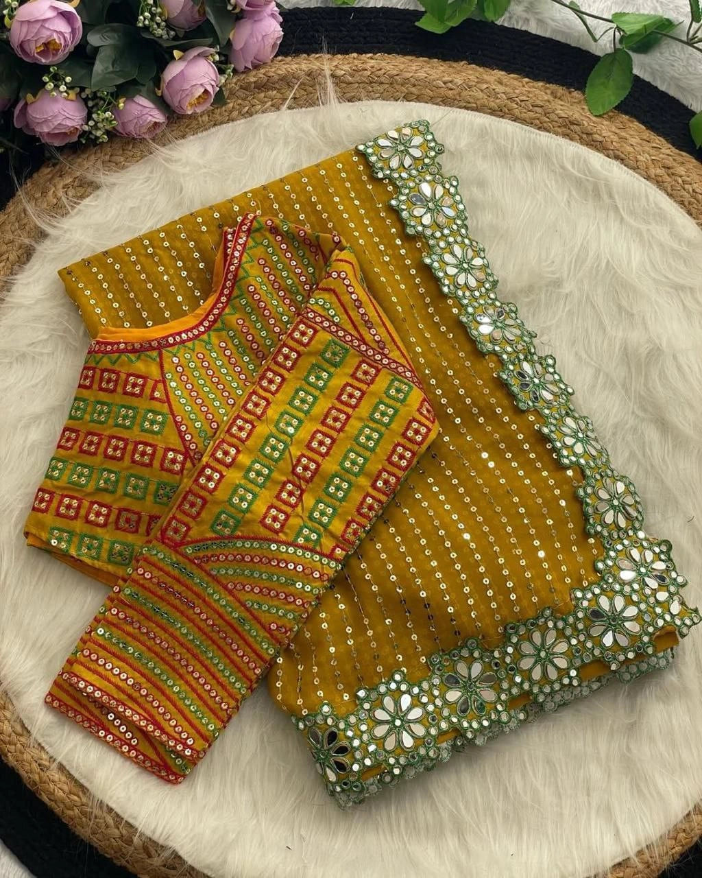 Designer cutwork border saree