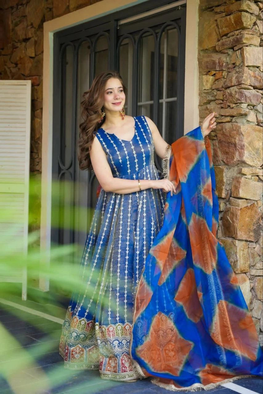 Designer padded Anarkali gown huge flair