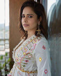 Full view of gown with matching plazzo and dupatta