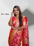 Authentic Banarasi Silk Saree with Rich Pallu and Exclusive Meenakari Touch – Ideal for Grand Celebrations.