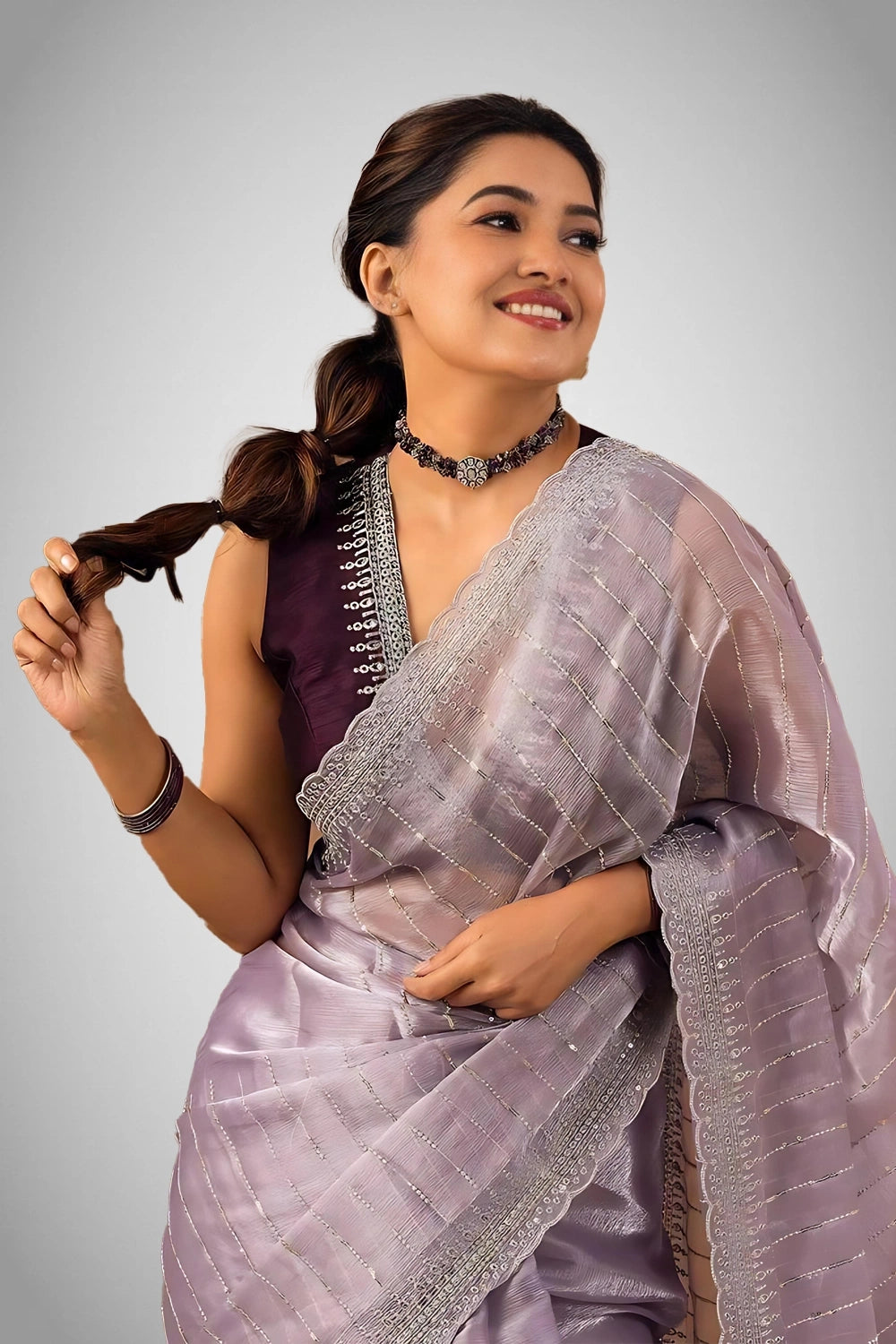 Elegant party wear Burberry saree