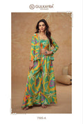 Festive chinon silk digital print palazzo suit free size
