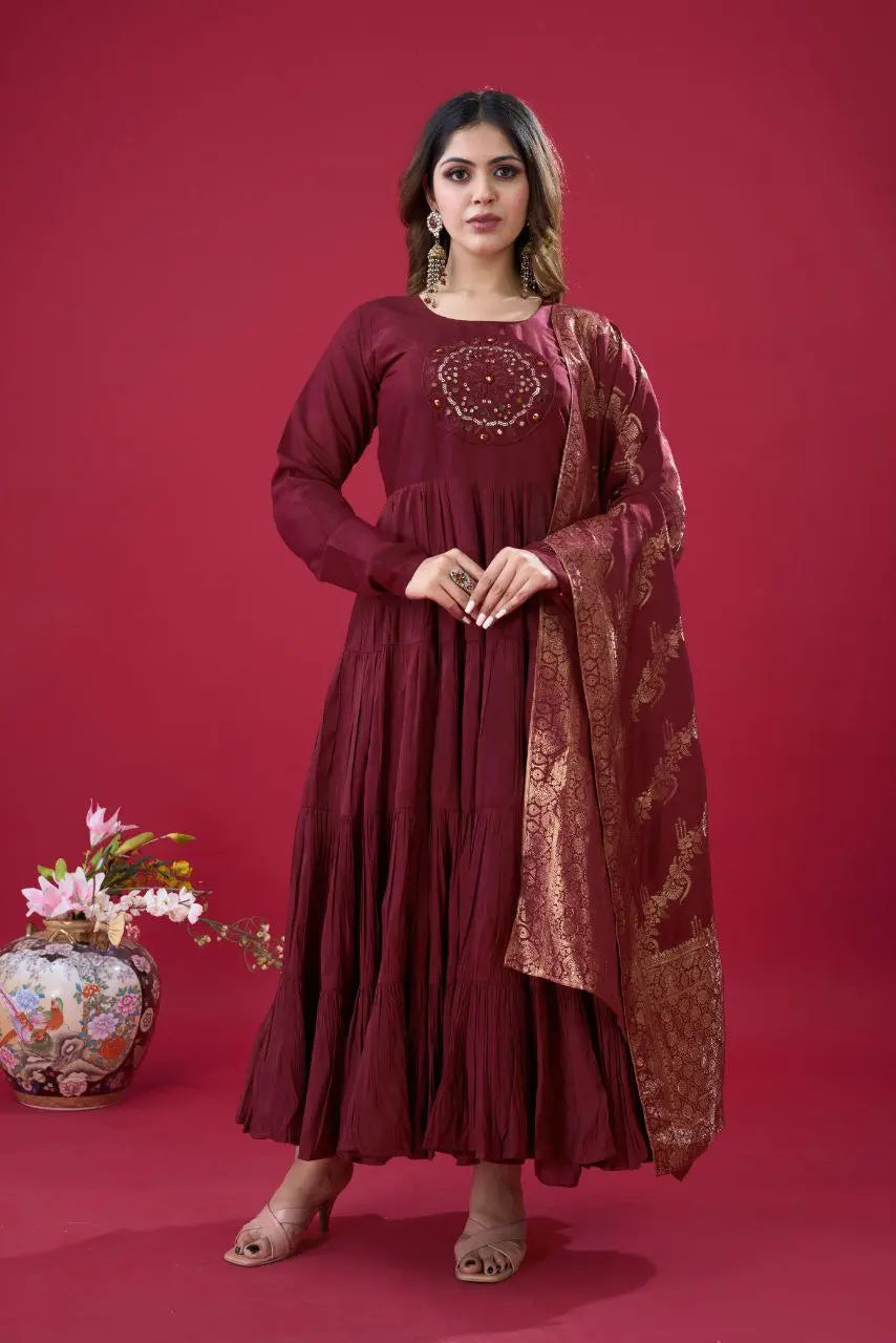 Designer party wear long gown for women with dupatta – fully stitched