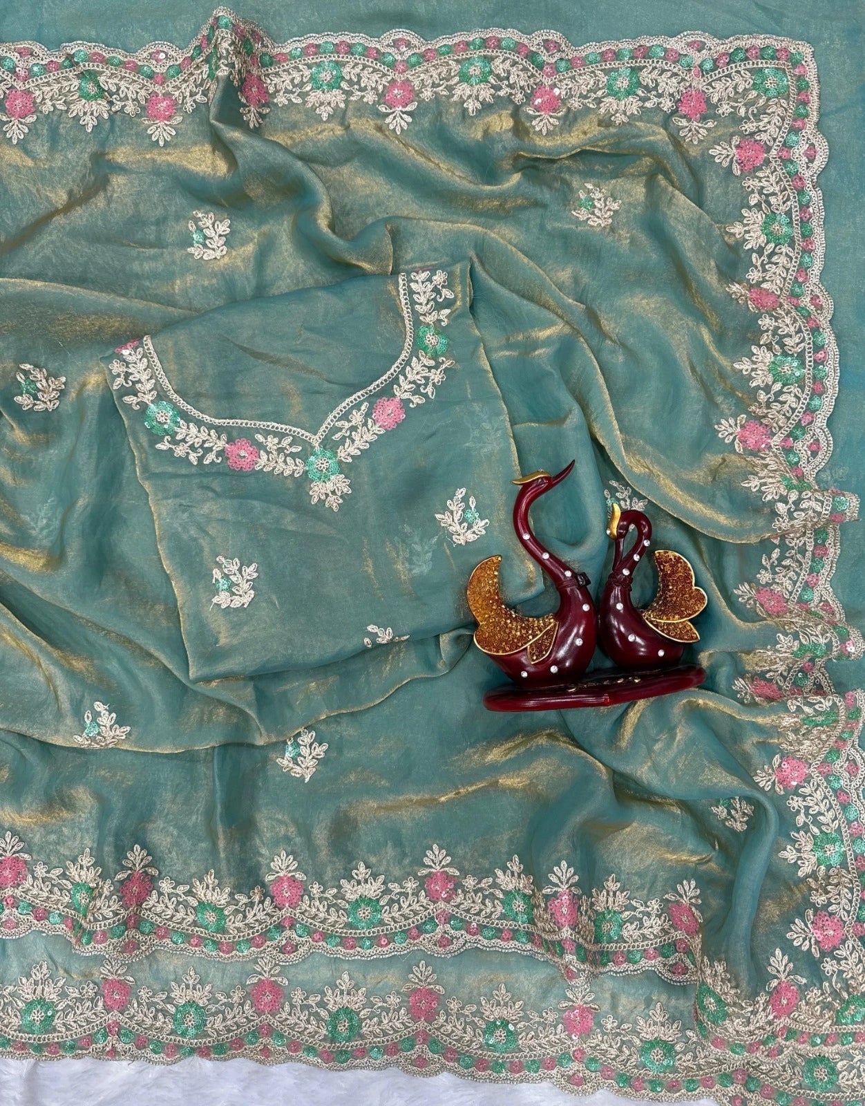 cording work space silk saree