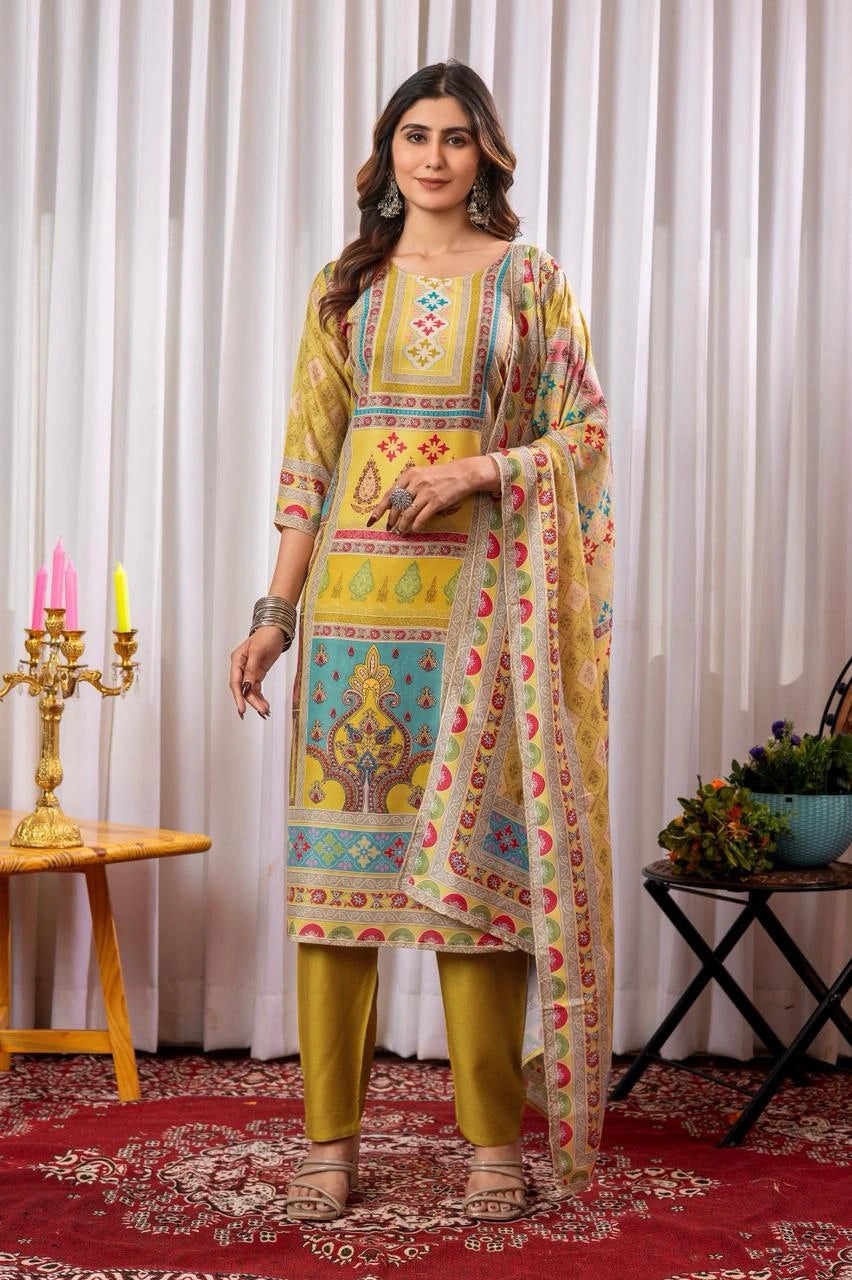 Digital print kurta with rayon pant