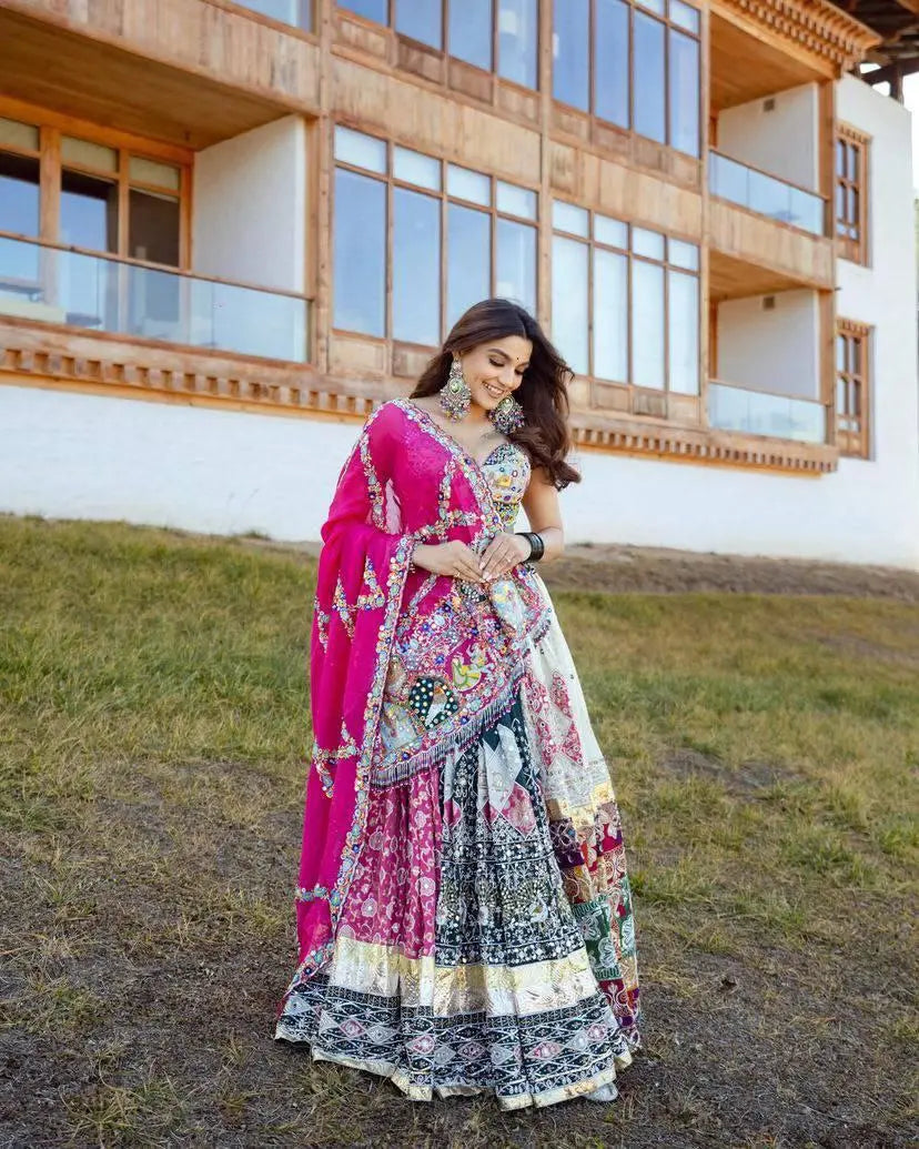 Full view of digital printed lehenga set