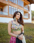 Dupatta with handwork lace and mirror detail