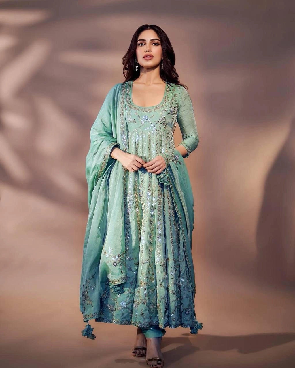 Dupatta with 5 mm sequin embroidery border