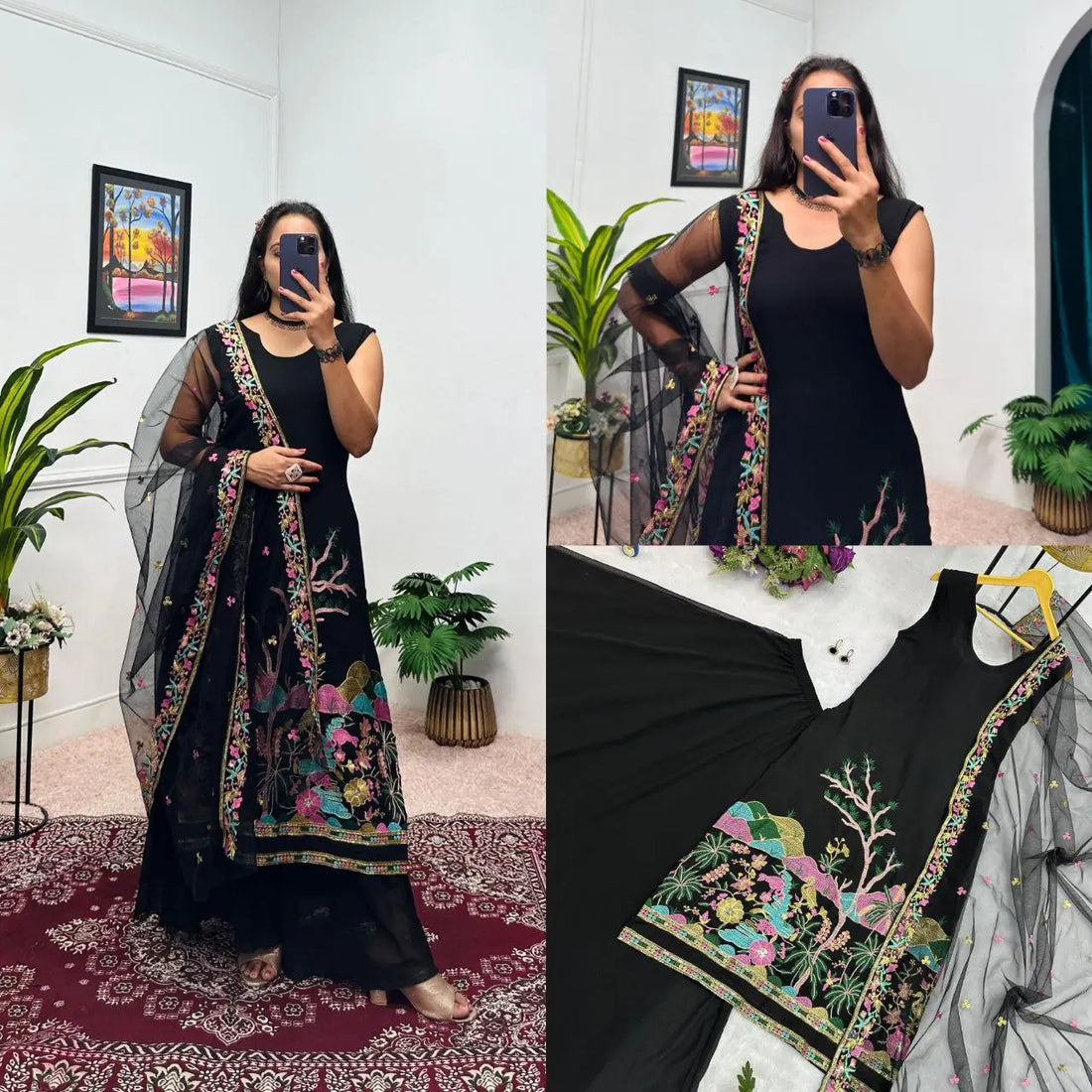 Elegant embroidered kurti set for women with dupatta and lehenga