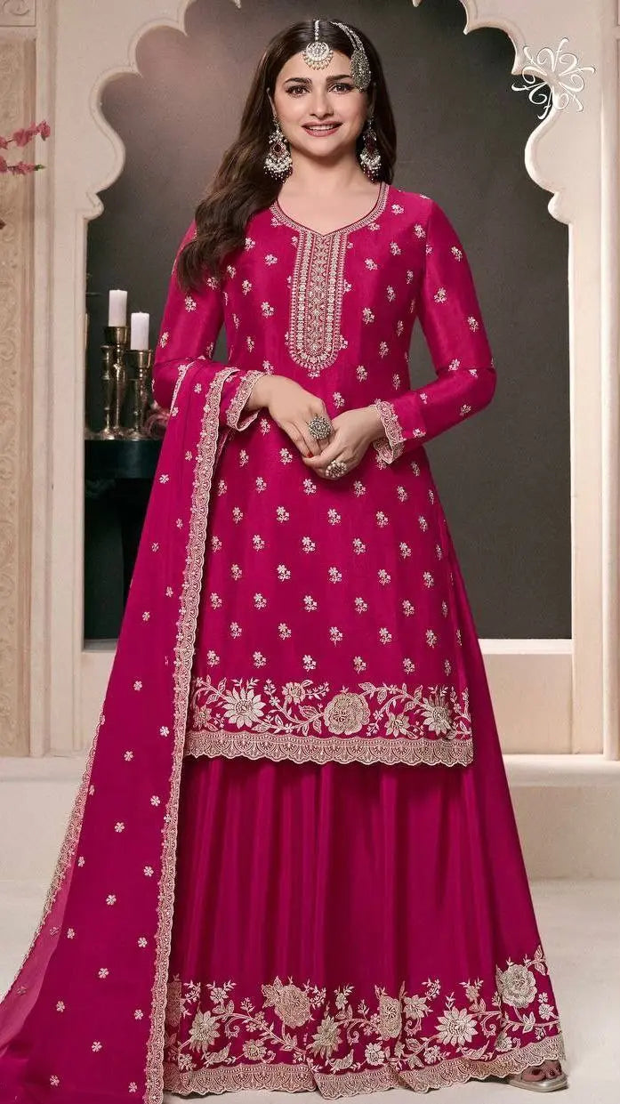 Elegant plazzo design with embroidered top and dupatta – perfect for Eid