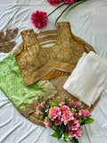 Chinnon Silk Saree Drape with Bandhani Shrug