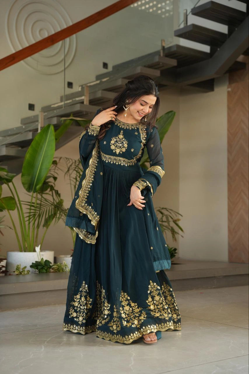 Matching dupatta with sequins embroidery
