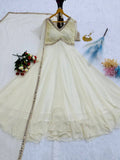 Embroidered mirror work dupatta and gown set