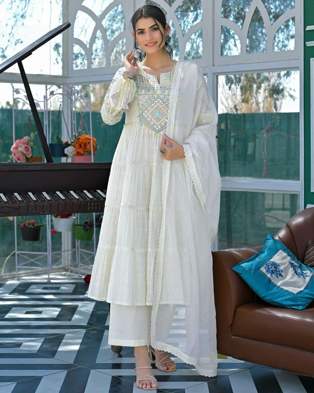 Embroidered flex cotton kurta design