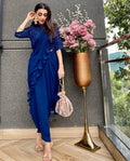 Full view of dhoti set with ruffle dupatta