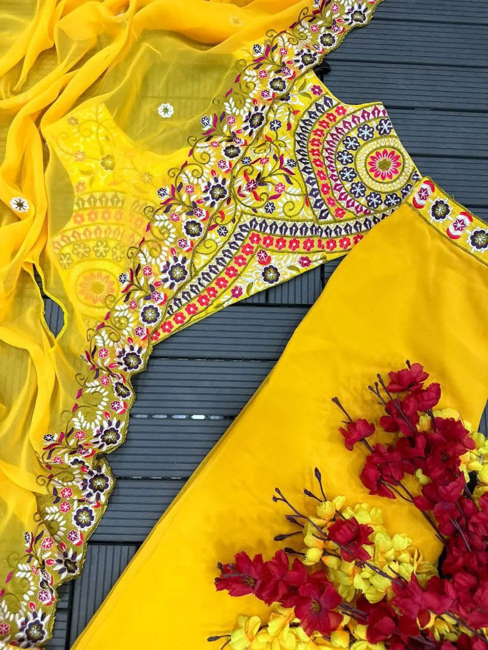 Georgette embroidered lehenga front view