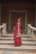 Close-up of sequin and thread work on kurti