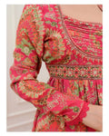 Close-up of embroidered lace on Anarkali dupatta