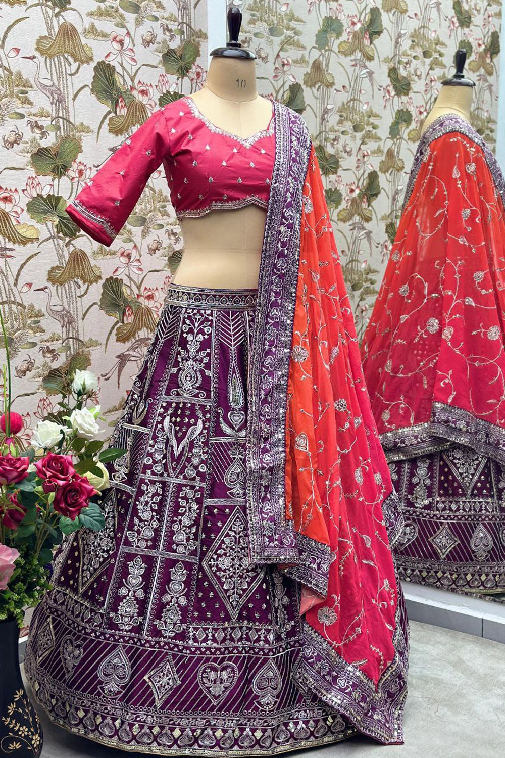 Heavy can-can embroidered lehenga set for festive wear
