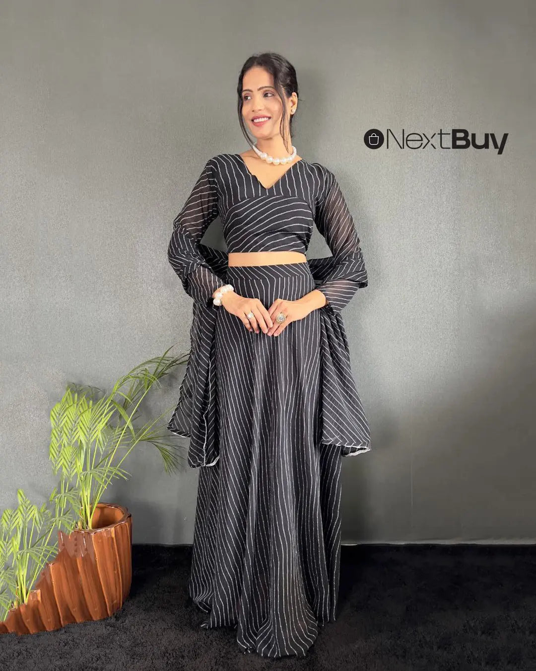 Georgette lehenga with blouse and dupatta